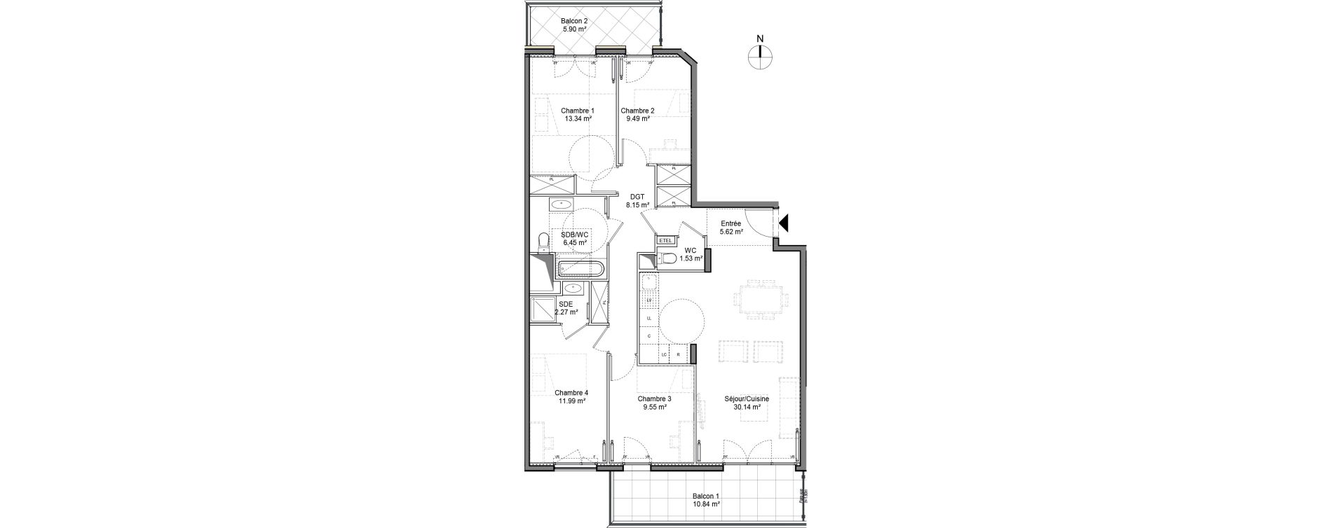Appartement T5 de 98,53 m2 &agrave; Ch&acirc;tenay-Malabry Chatenay malabry voltaire