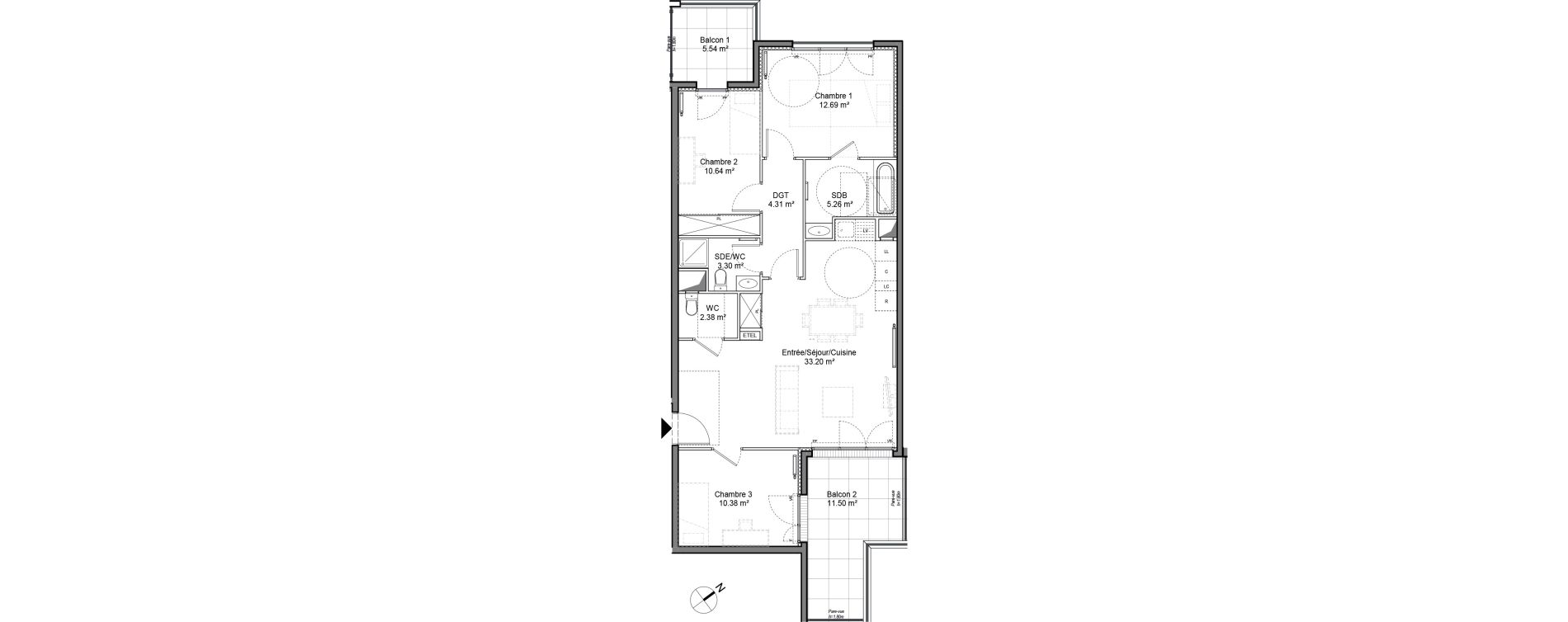 Appartement T4 de 82,41 m2 &agrave; Ch&acirc;tenay-Malabry Chatenay malabry voltaire