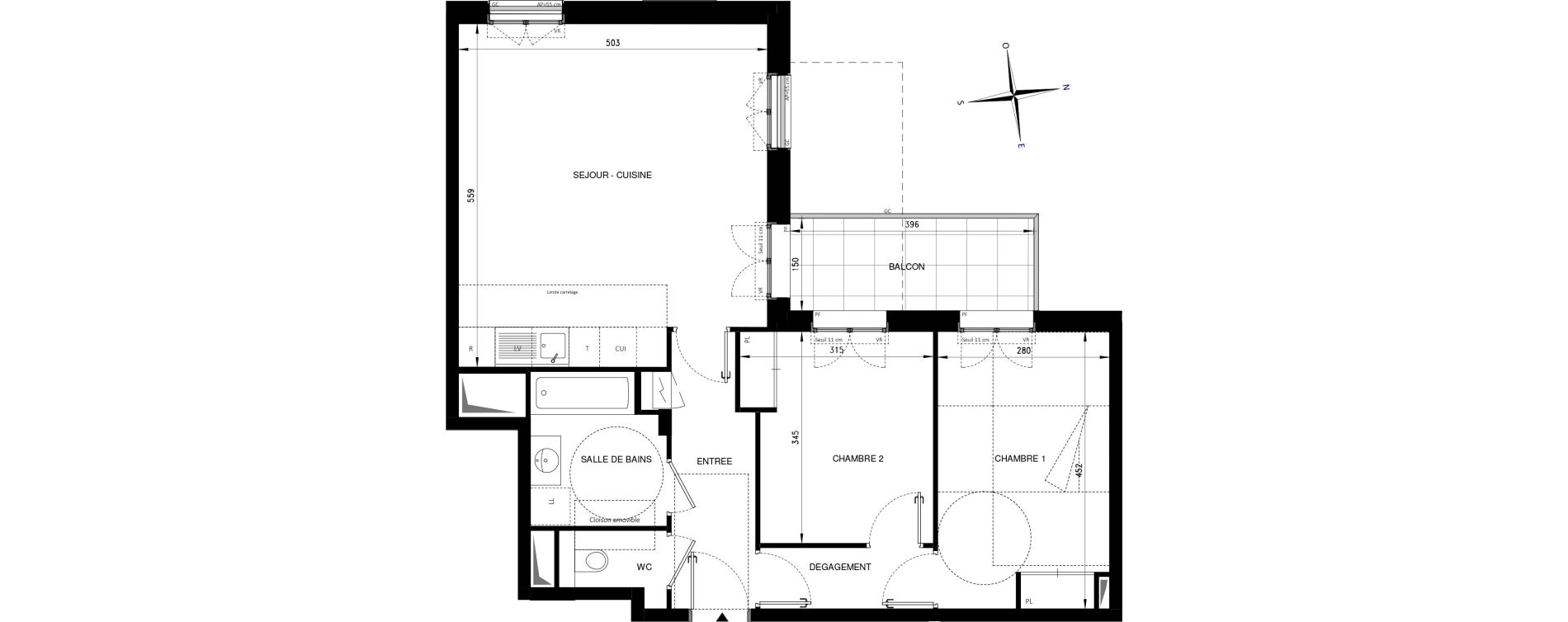 Appartement T3 de 64,96 m2 &agrave; Ch&acirc;tenay-Malabry Lavall&eacute;e