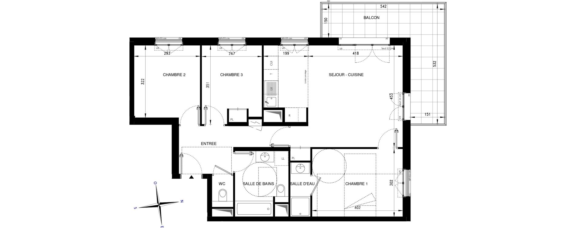 Appartement T4 de 74,39 m2 &agrave; Ch&acirc;tenay-Malabry Lavall&eacute;e