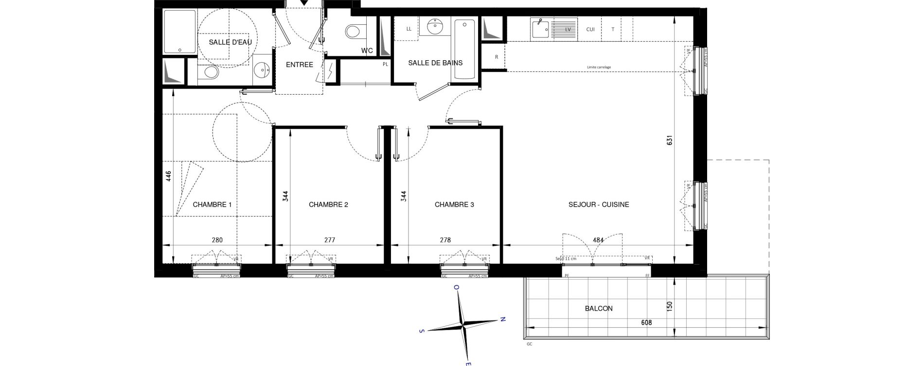 Appartement T4 de 81,91 m2 &agrave; Ch&acirc;tenay-Malabry Lavall&eacute;e