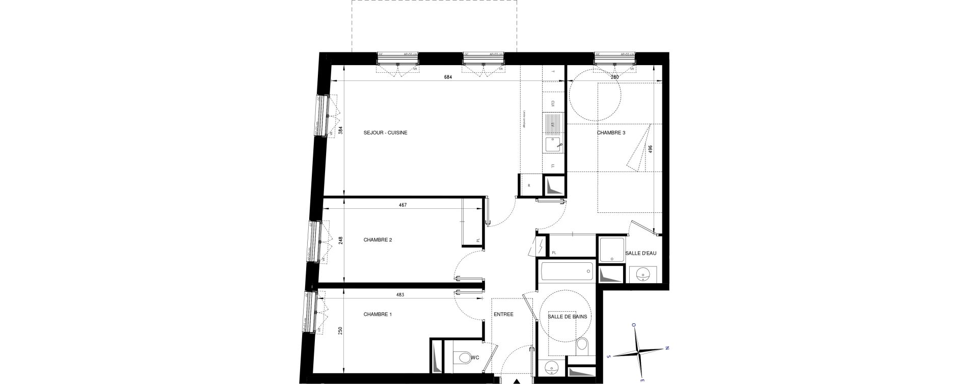 Appartement T4 de 80,58 m2 &agrave; Ch&acirc;tenay-Malabry Lavall&eacute;e