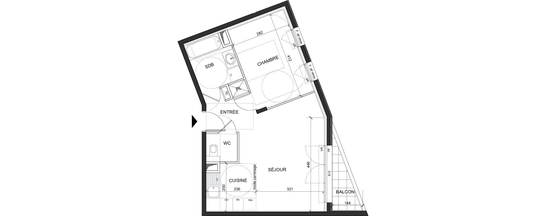 Appartement T2 de 45,70 m2 &agrave; Ch&acirc;tenay-Malabry Lavall&eacute;e