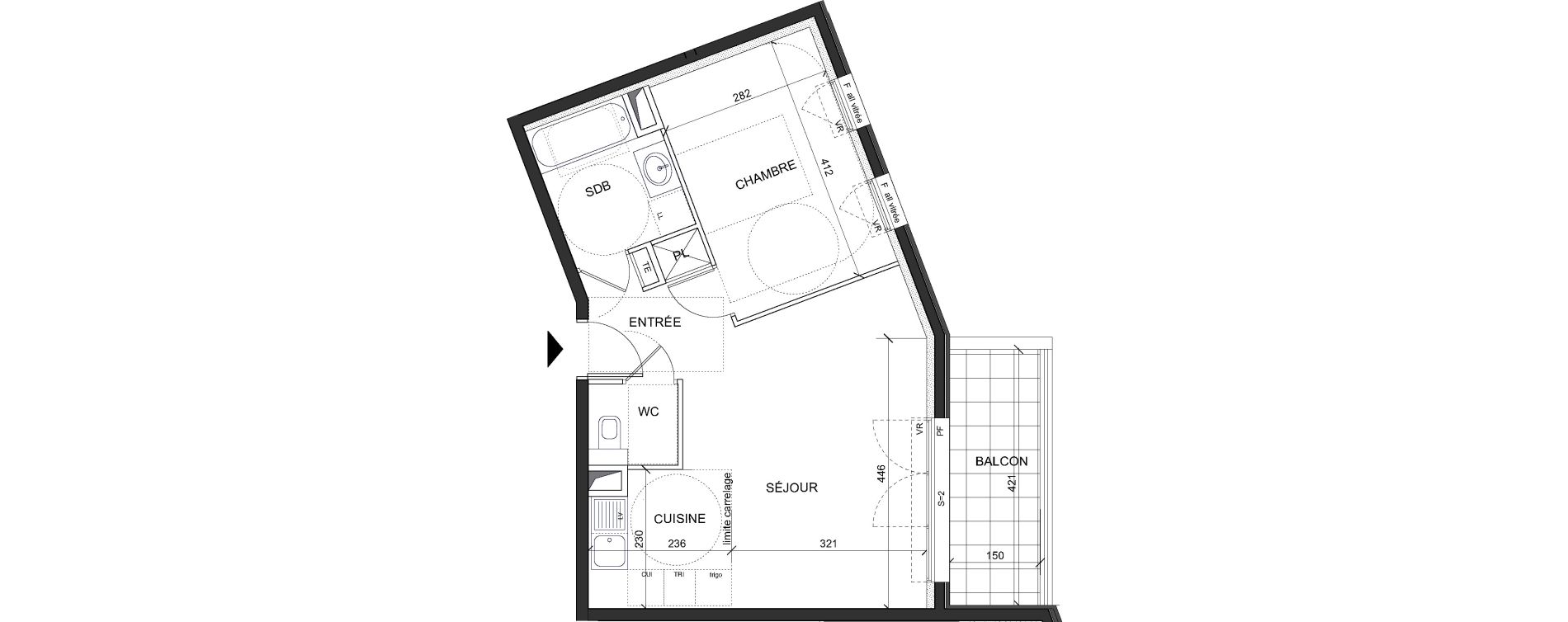Appartement T2 de 45,70 m2 &agrave; Ch&acirc;tenay-Malabry Lavall&eacute;e