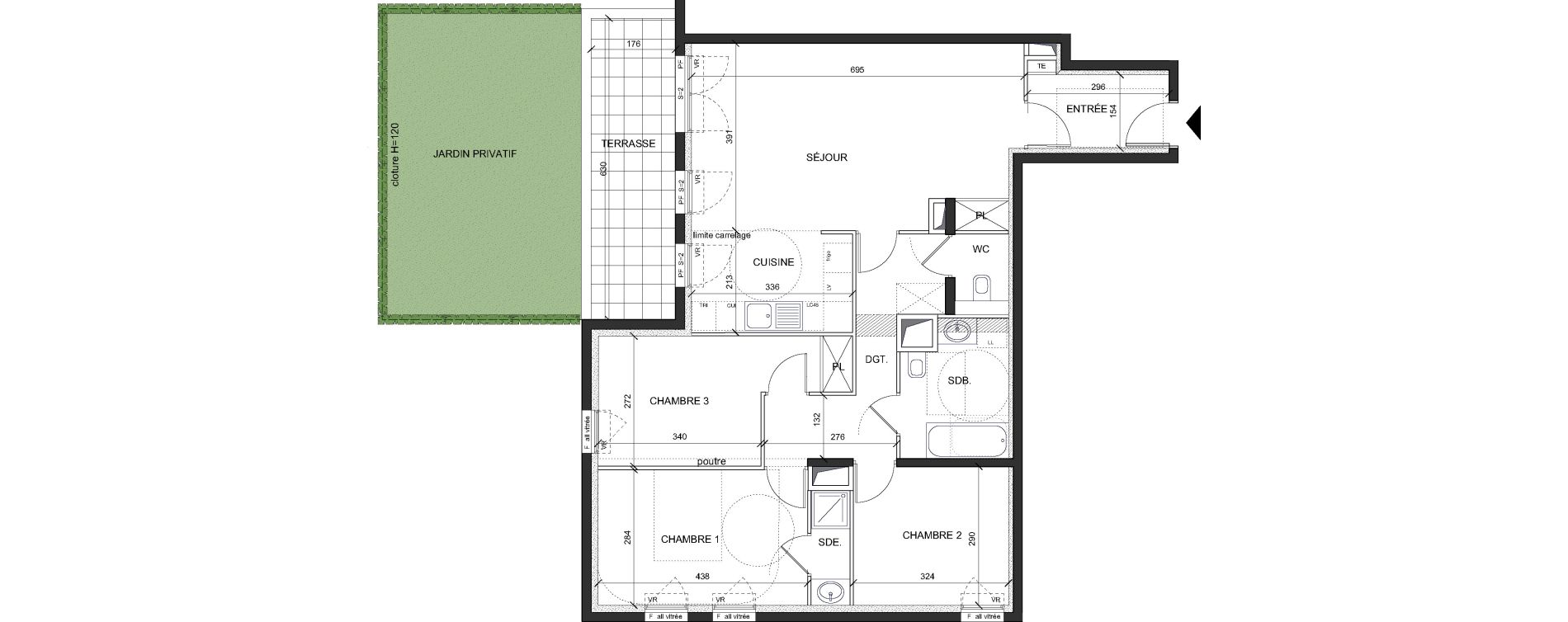 Appartement T4 de 89,00 m2 &agrave; Ch&acirc;tenay-Malabry Lavall&eacute;e