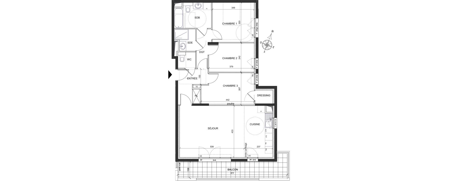 Appartement T4 de 86,80 m2 &agrave; Ch&acirc;tenay-Malabry Lavall&eacute;e