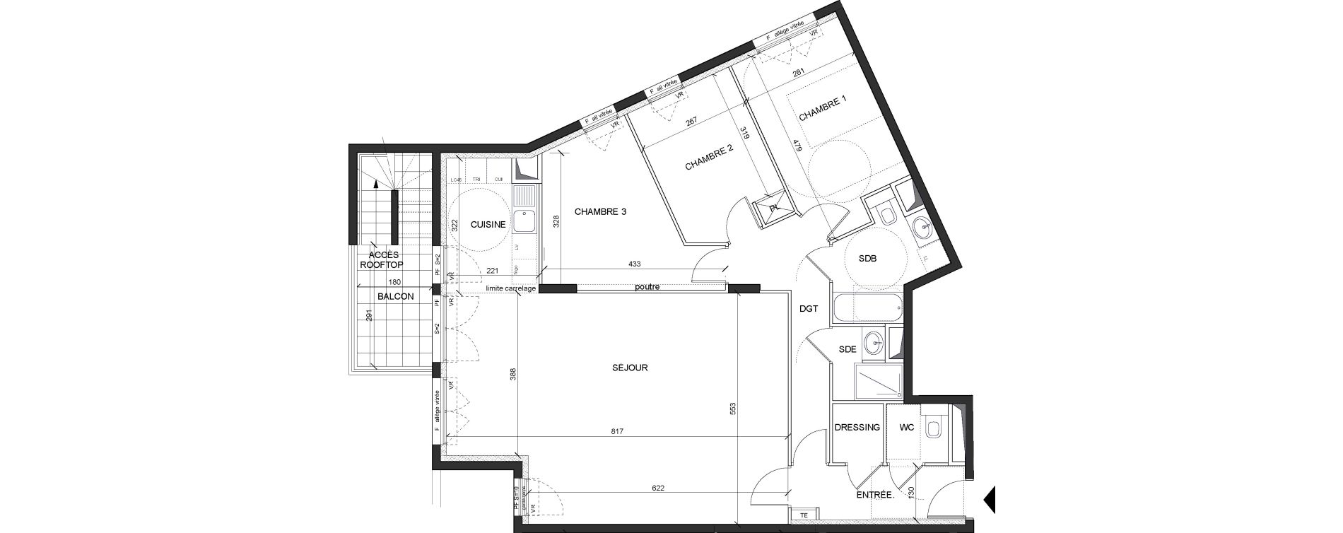 Appartement T4 de 107,10 m2 &agrave; Ch&acirc;tenay-Malabry Lavall&eacute;e