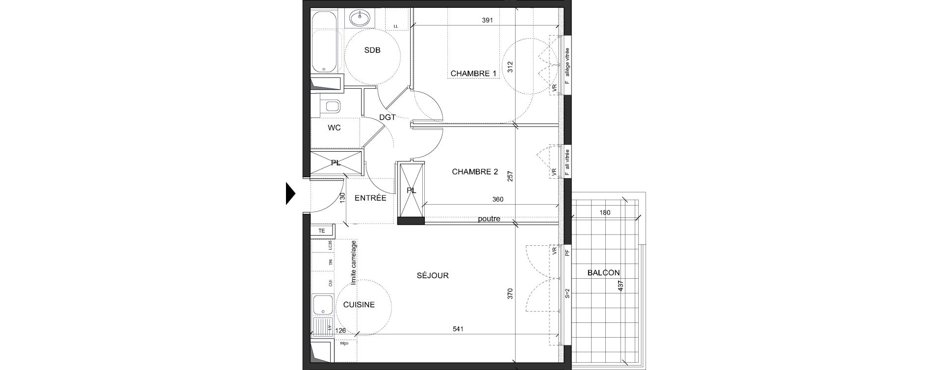 Appartement T3 de 60,70 m2 &agrave; Ch&acirc;tenay-Malabry Lavall&eacute;e