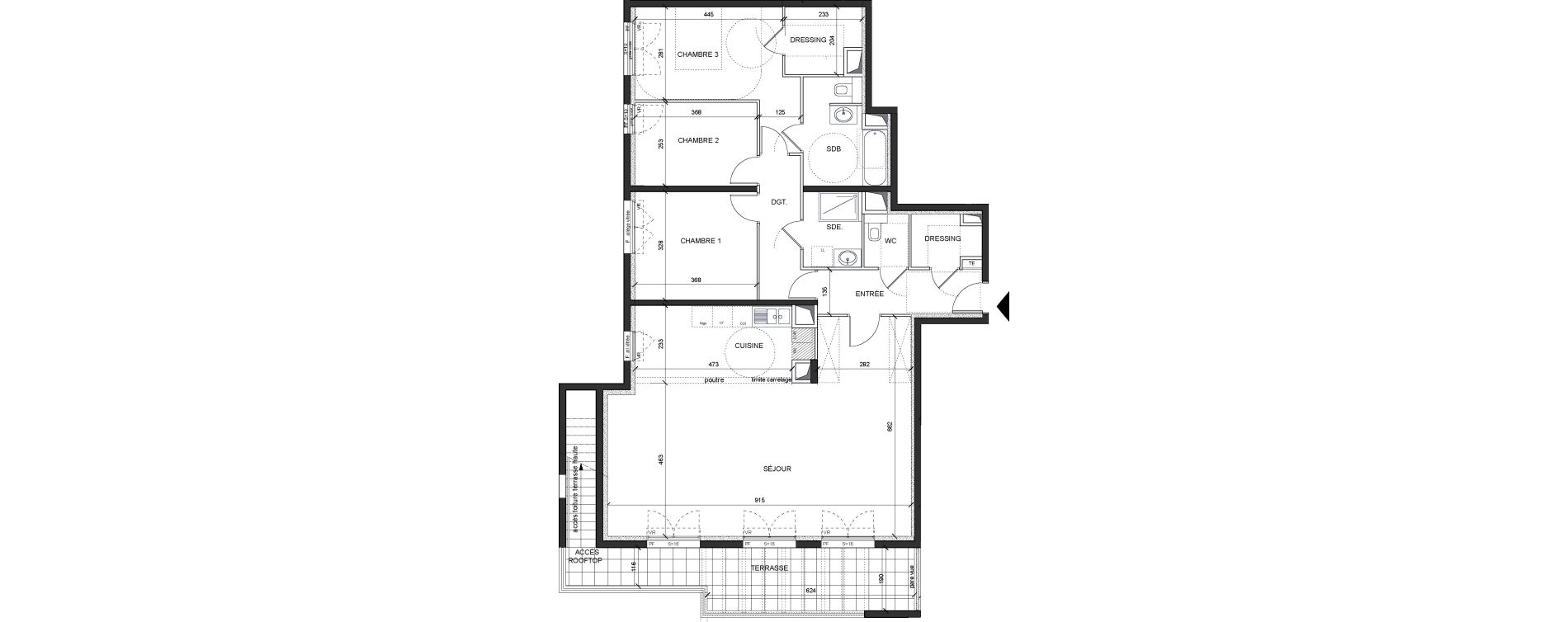 Appartement T4 de 128,30 m2 &agrave; Ch&acirc;tenay-Malabry Lavall&eacute;e