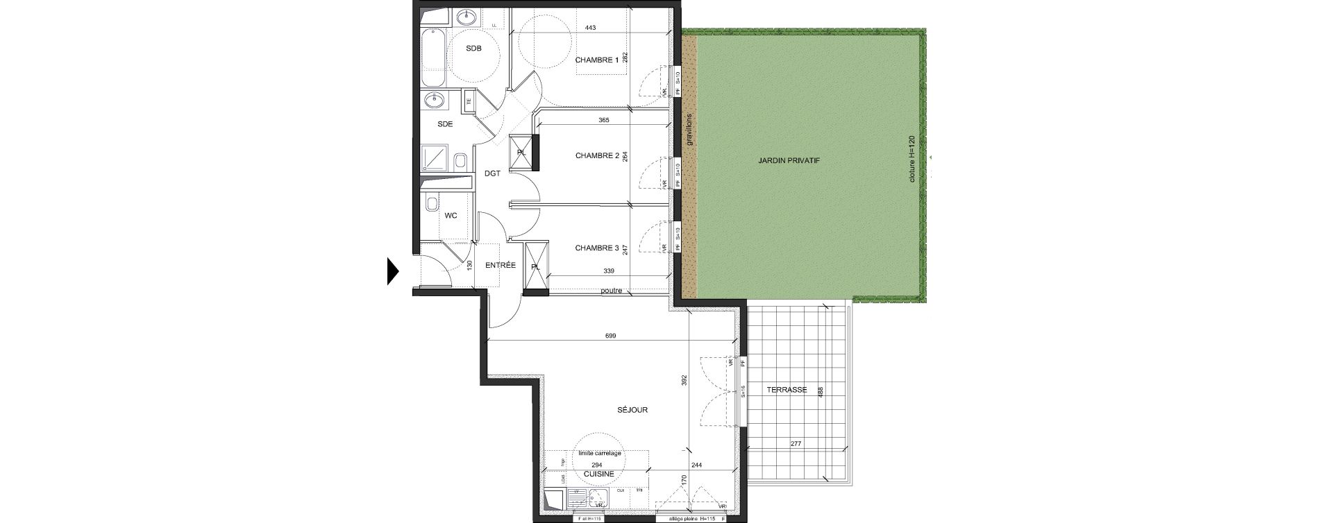 Appartement T4 de 87,45 m2 &agrave; Ch&acirc;tenay-Malabry Lavall&eacute;e