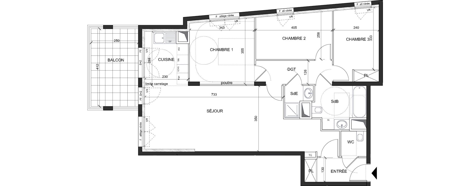 Appartement T4 de 85,45 m2 &agrave; Ch&acirc;tenay-Malabry Lavall&eacute;e