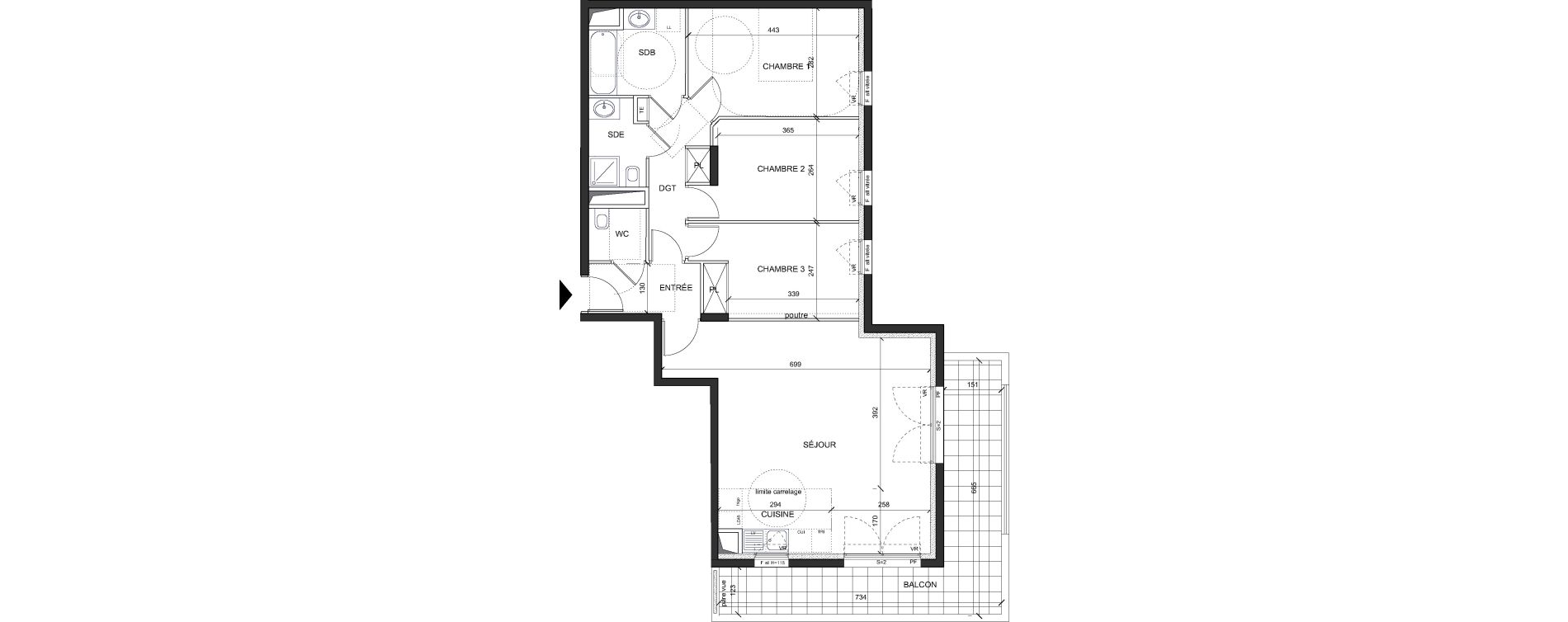 Appartement T4 de 86,90 m2 &agrave; Ch&acirc;tenay-Malabry Lavall&eacute;e