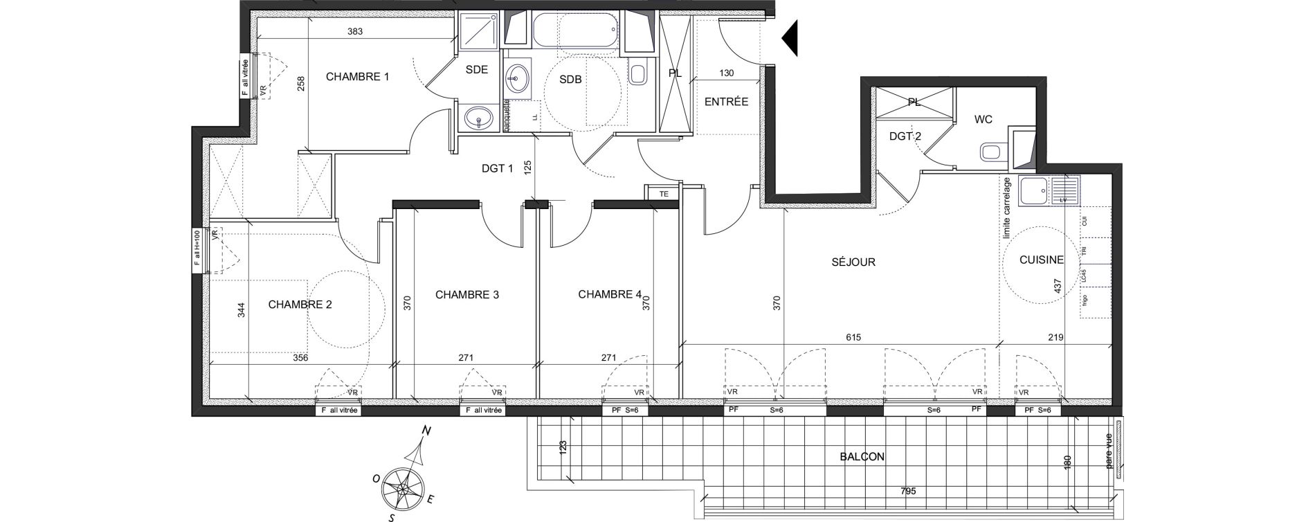 Appartement T5 de 105,75 m2 &agrave; Ch&acirc;tenay-Malabry Lavall&eacute;e