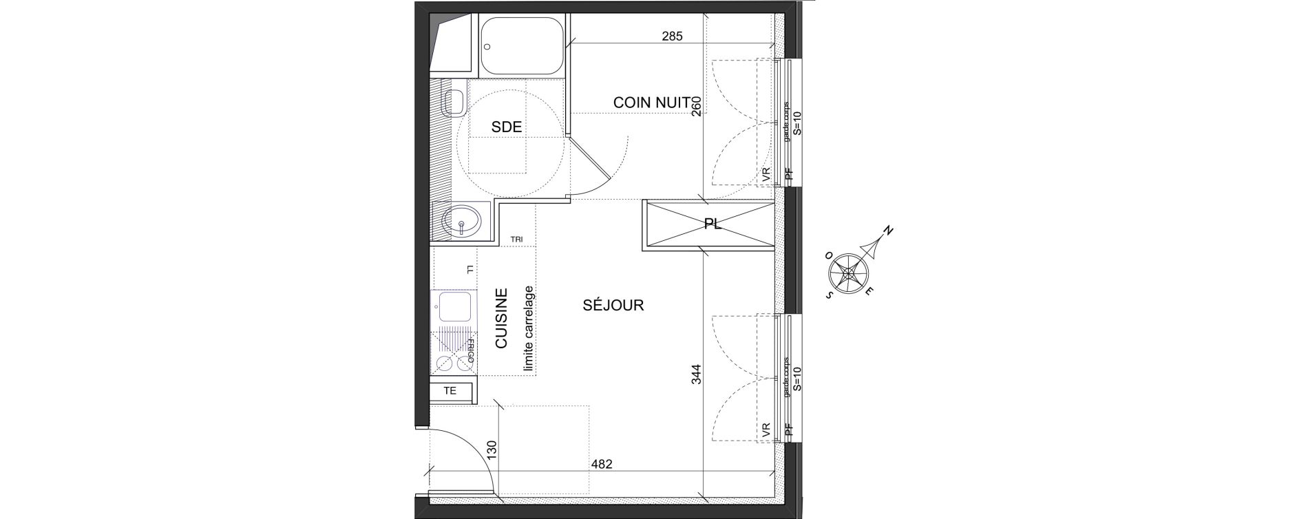 Appartement T1 de 31,10 m2 &agrave; Ch&acirc;tenay-Malabry Lavall&eacute;e