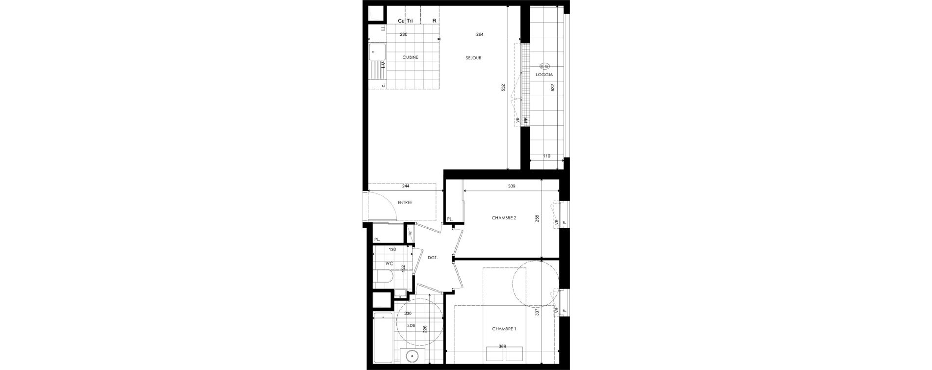 Appartement T3 de 61,28 m2 &agrave; Ch&acirc;tenay-Malabry Lavall&eacute;e