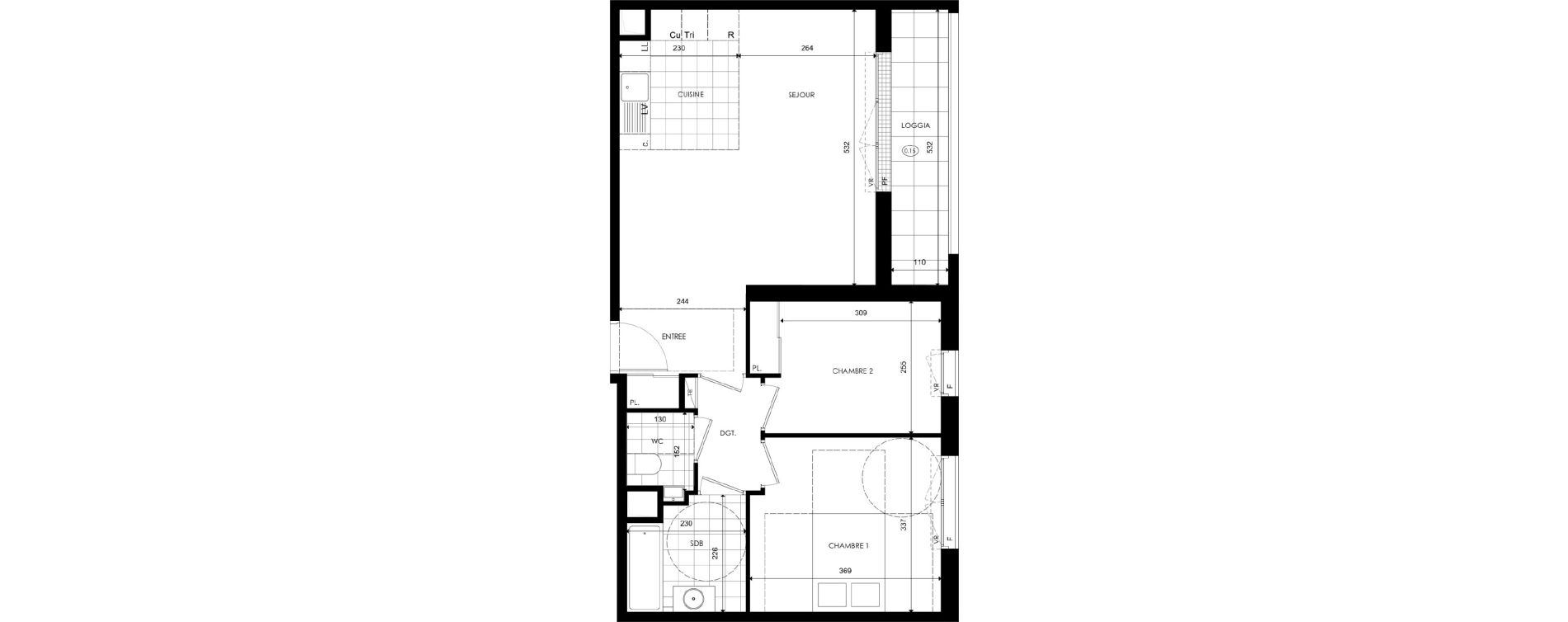 Appartement T3 de 61,28 m2 &agrave; Ch&acirc;tenay-Malabry Lavall&eacute;e