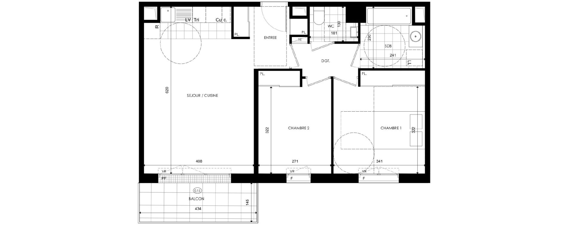 Appartement T3 de 60,92 m2 &agrave; Ch&acirc;tenay-Malabry Lavall&eacute;e