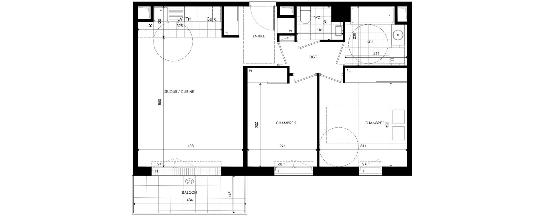 Appartement T3 de 60,92 m2 &agrave; Ch&acirc;tenay-Malabry Lavall&eacute;e