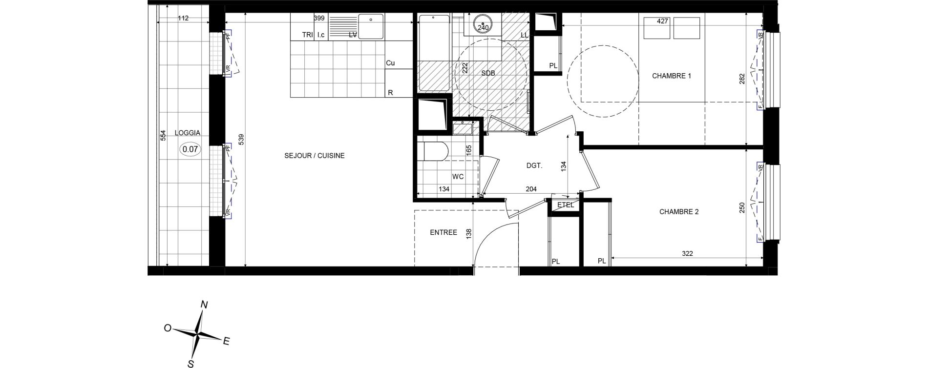 Appartement T3 de 58,73 m2 &agrave; Ch&acirc;tenay-Malabry Lavall&eacute;e