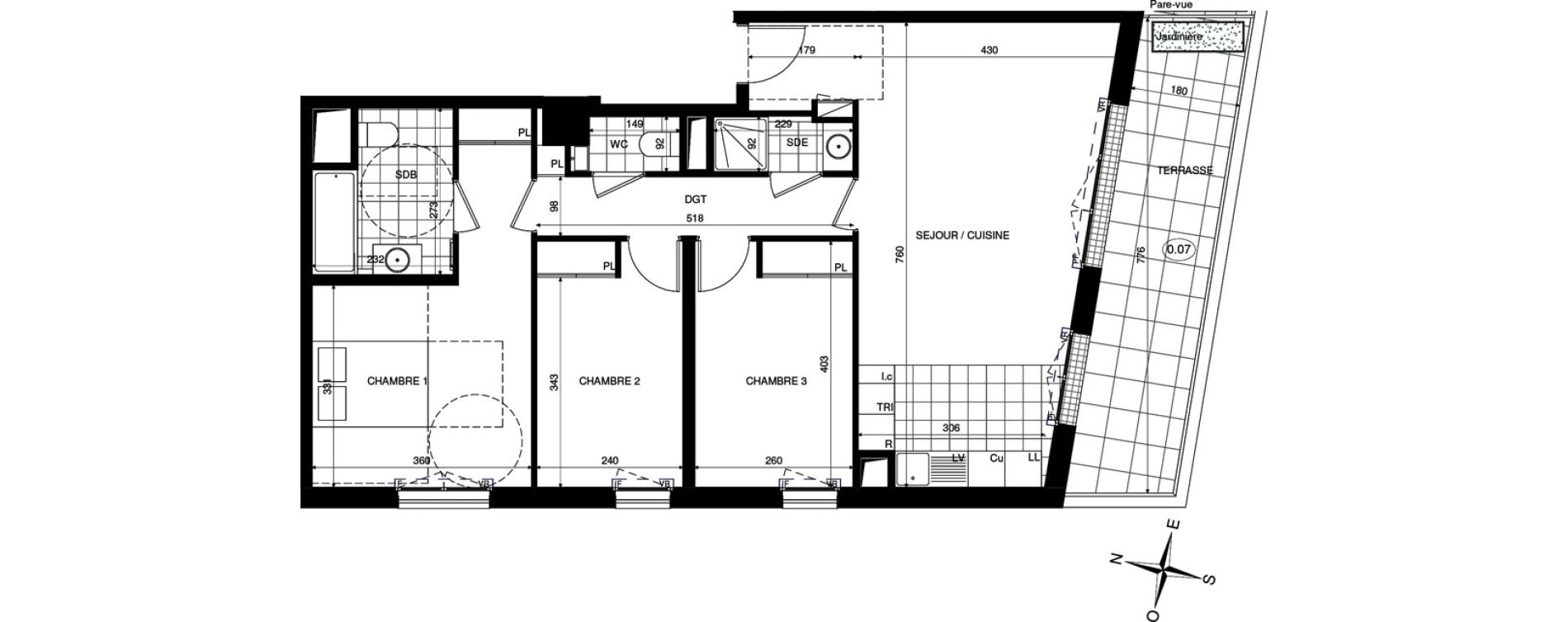 Appartement T4 de 80,02 m2 &agrave; Ch&acirc;tenay-Malabry Lavall&eacute;e