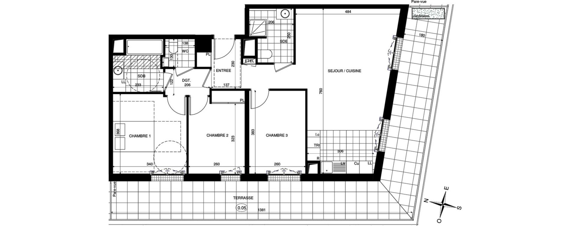 Appartement T4 de 82,18 m2 &agrave; Ch&acirc;tenay-Malabry Lavall&eacute;e