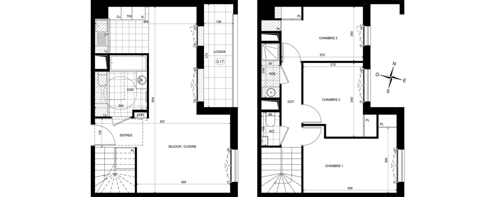 Duplex T4 de 79,30 m2 &agrave; Ch&acirc;tenay-Malabry Lavall&eacute;e