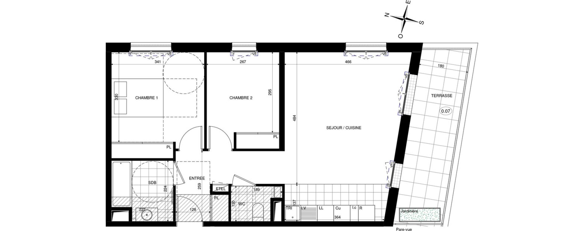 Appartement T3 de 62,11 m2 &agrave; Ch&acirc;tenay-Malabry Lavall&eacute;e