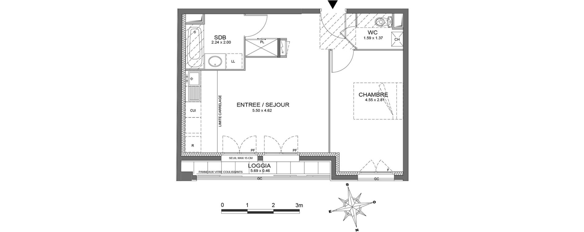 Appartement T2 de 44,88 m2 &agrave; Ch&acirc;tenay-Malabry Centre