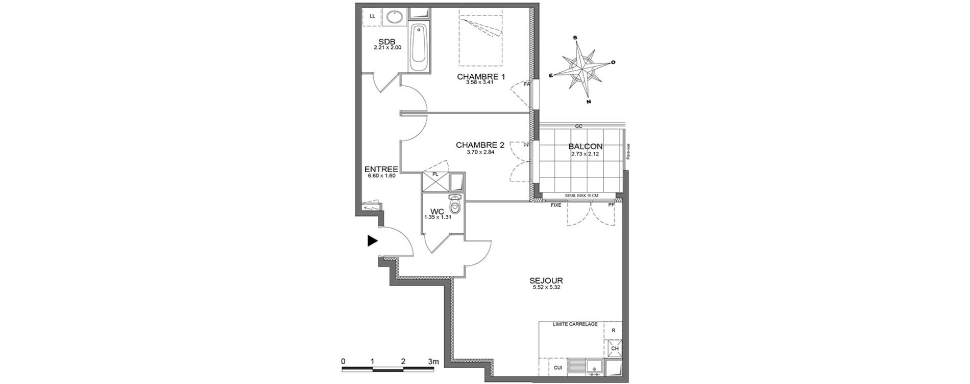 Appartement T3 de 68,71 m2 &agrave; Ch&acirc;tenay-Malabry Centre