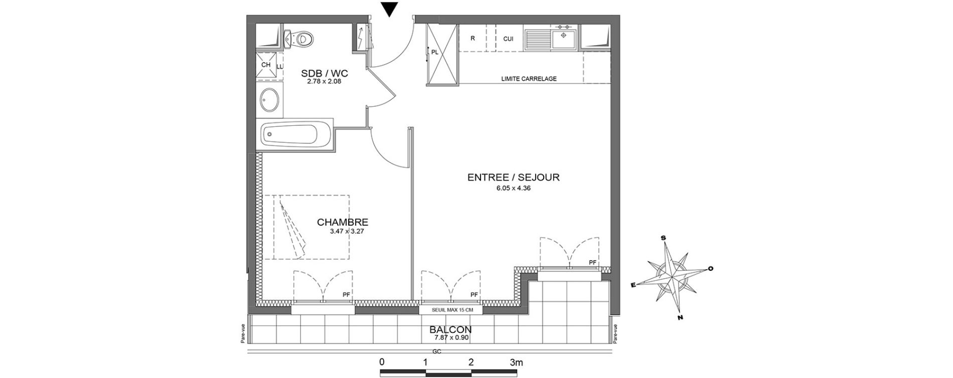 Appartement T2 de 43,55 m2 &agrave; Ch&acirc;tenay-Malabry Centre