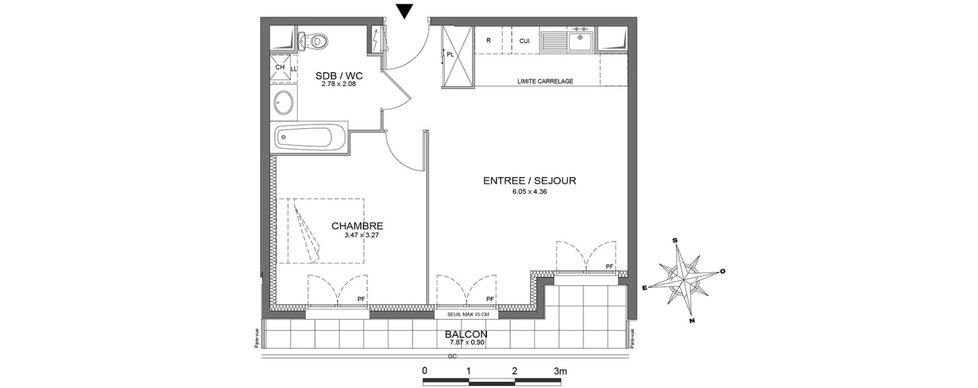 Appartement T2 de 43,55 m2 à Châtenay-Malabry Centre