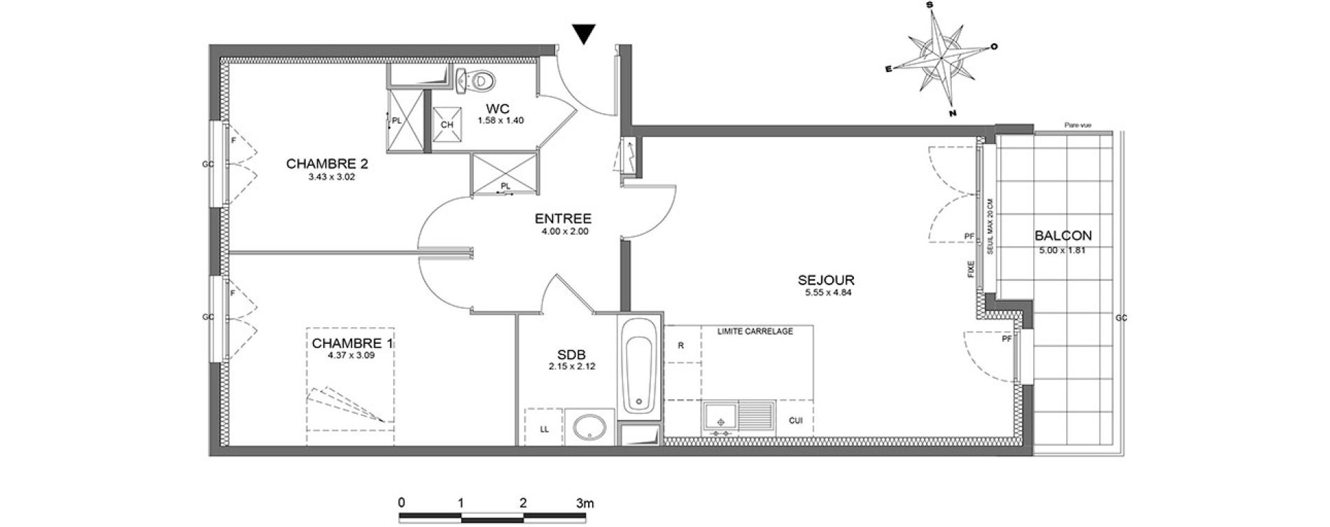 Appartement T3 de 65,59 m2 &agrave; Ch&acirc;tenay-Malabry Centre