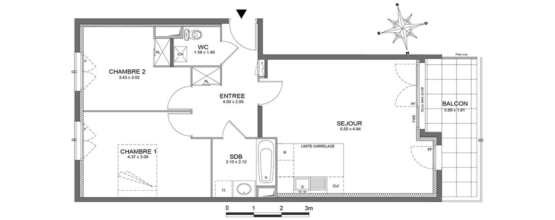 Appartement T3 de 65,59 m2 &agrave; Ch&acirc;tenay-Malabry Centre
