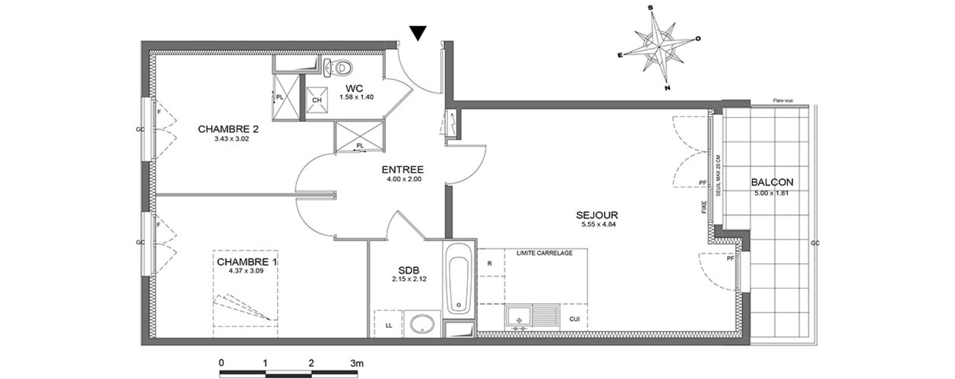 Appartement T3 de 65,59 m2 à Châtenay-Malabry Centre