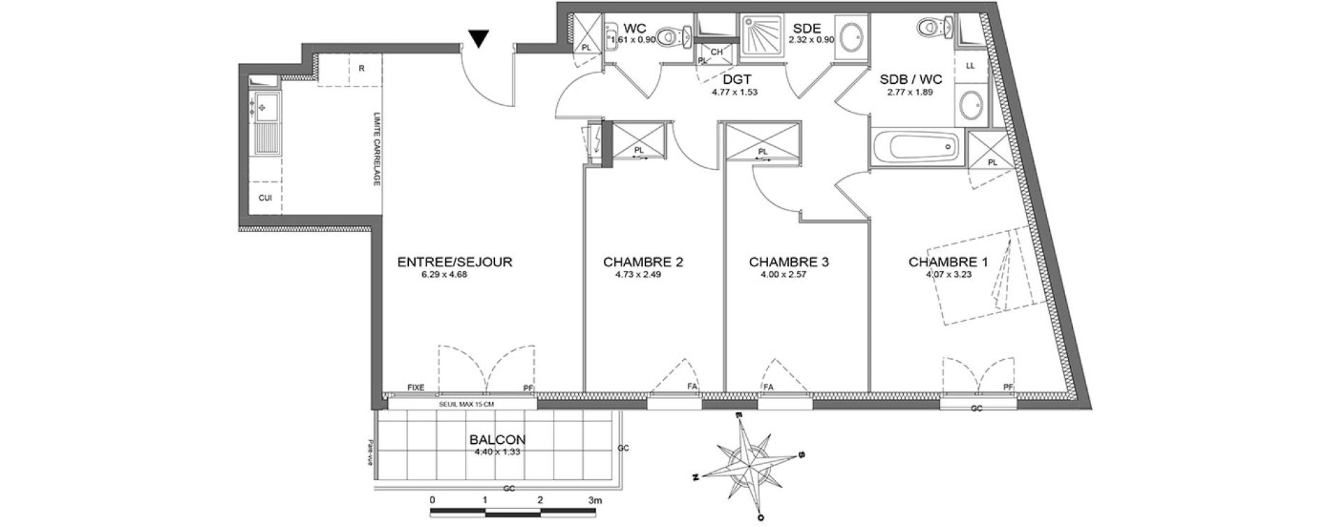 Appartement T4 de 80,59 m2 &agrave; Ch&acirc;tenay-Malabry Centre