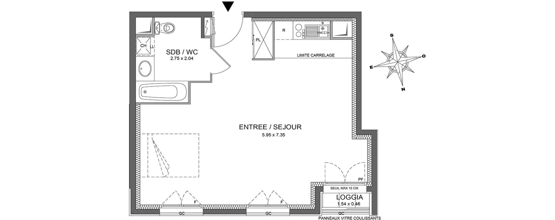 Appartement T1 de 43,31 m2 &agrave; Ch&acirc;tenay-Malabry Centre