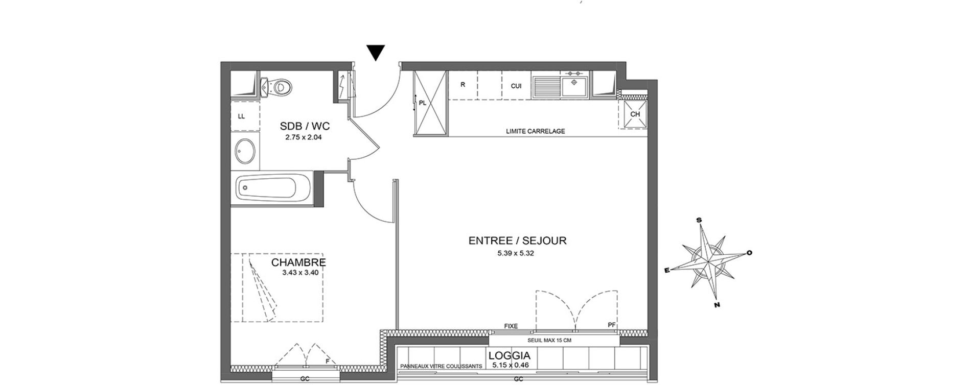 Appartement T2 de 46,12 m2 &agrave; Ch&acirc;tenay-Malabry Centre
