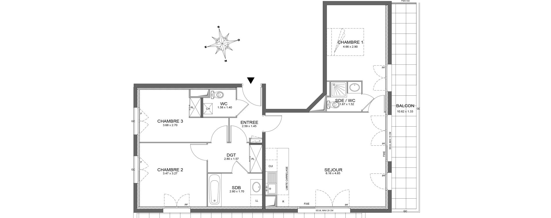 Appartement T4 de 81,97 m2 &agrave; Ch&acirc;tenay-Malabry Centre