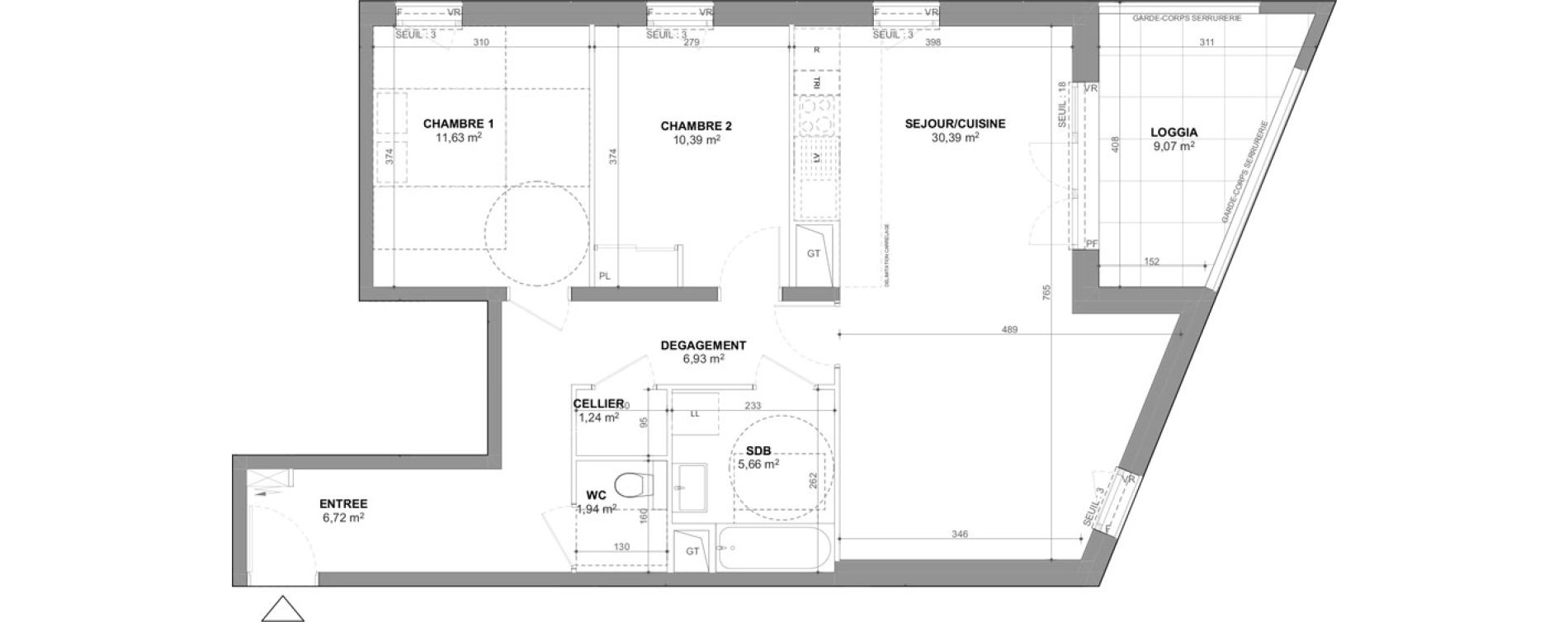 Appartement T3 de 74,90 m2 &agrave; Ch&acirc;tenay-Malabry Lavall&eacute;e