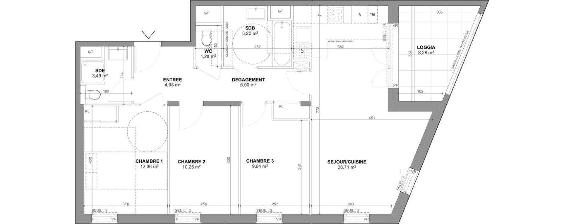 Appartement T4 de 79,61 m2 &agrave; Ch&acirc;tenay-Malabry Lavall&eacute;e