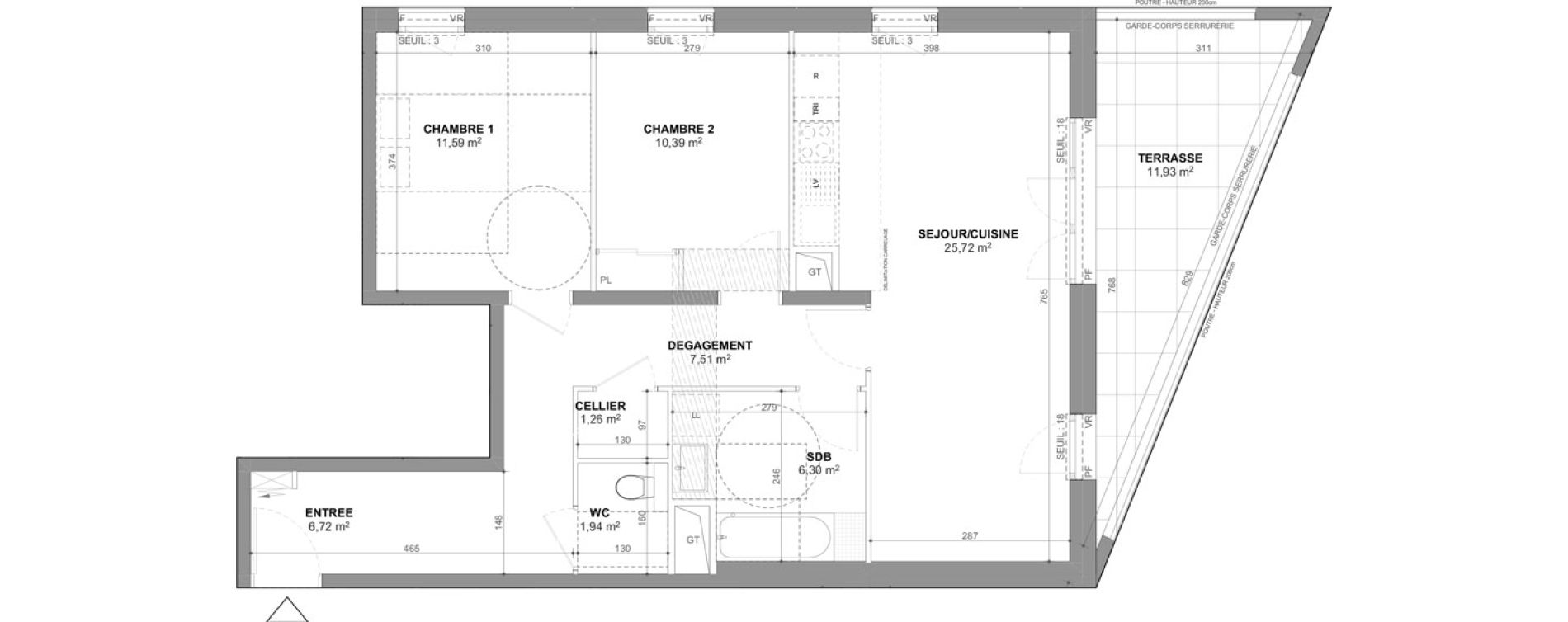 Appartement T3 de 71,43 m2 &agrave; Ch&acirc;tenay-Malabry Lavall&eacute;e