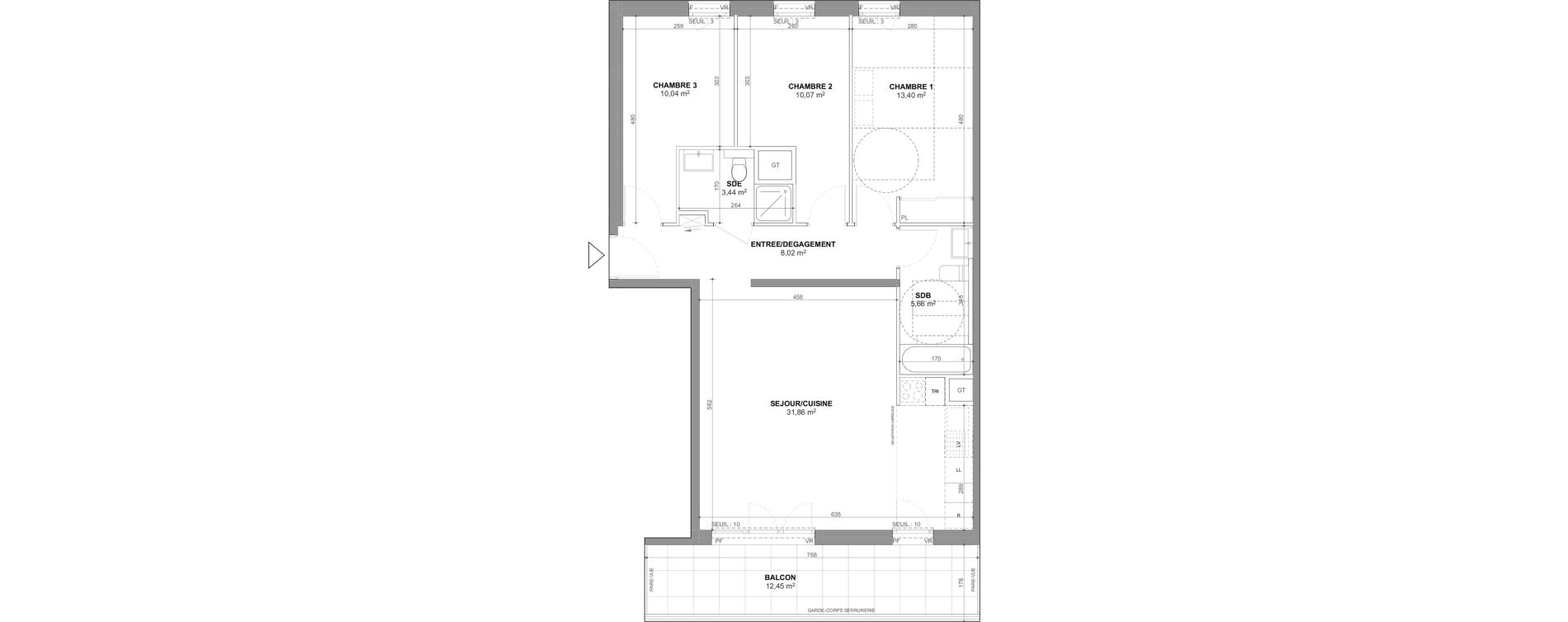 Appartement T4 de 82,49 m2 &agrave; Ch&acirc;tenay-Malabry Lavall&eacute;e