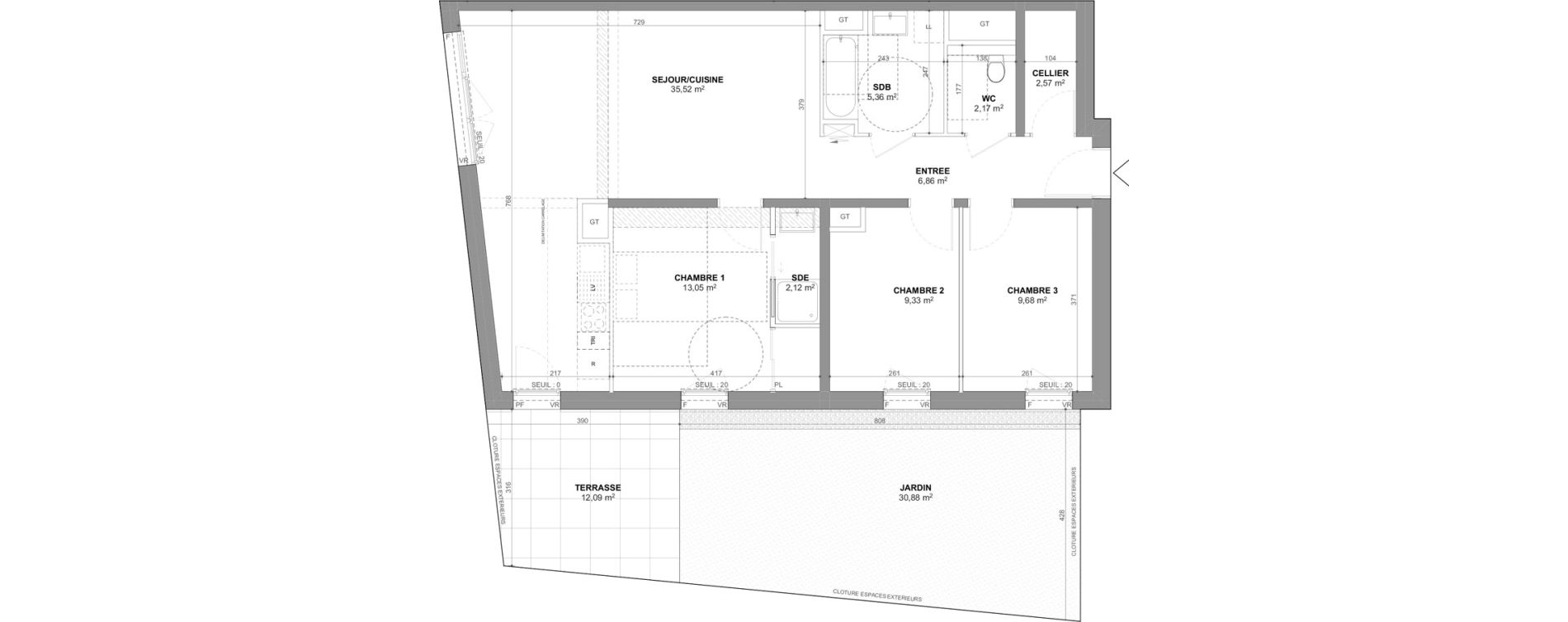 Appartement T4 de 86,66 m2 &agrave; Ch&acirc;tenay-Malabry Lavall&eacute;e