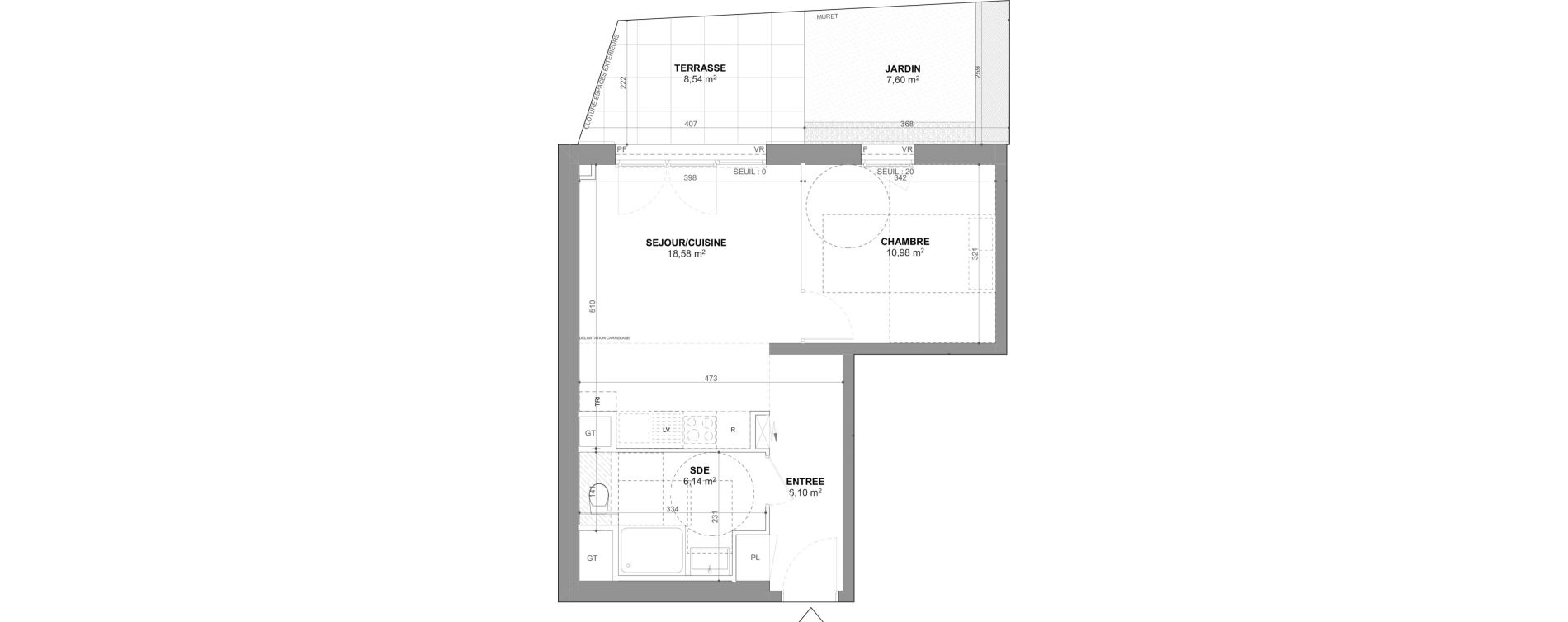 Appartement T2 de 41,80 m2 &agrave; Ch&acirc;tenay-Malabry Lavall&eacute;e