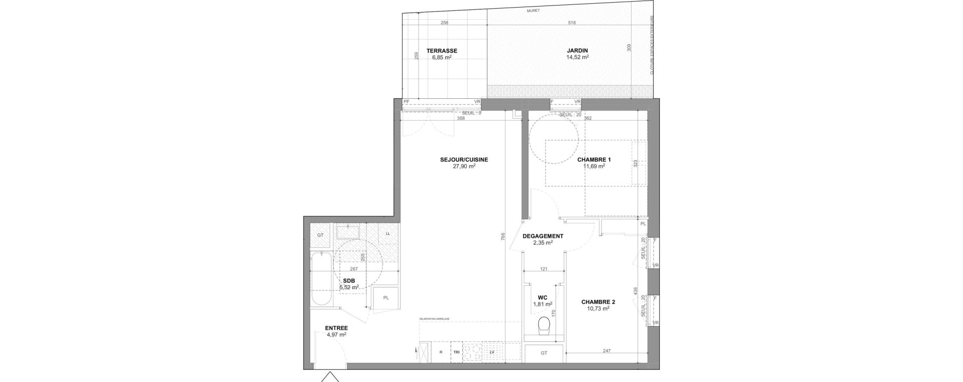 Appartement T3 de 64,97 m2 &agrave; Ch&acirc;tenay-Malabry Lavall&eacute;e