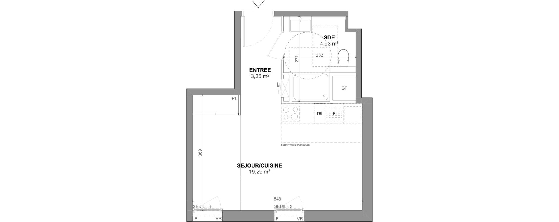 Appartement T1 de 27,48 m2 &agrave; Ch&acirc;tenay-Malabry Lavall&eacute;e