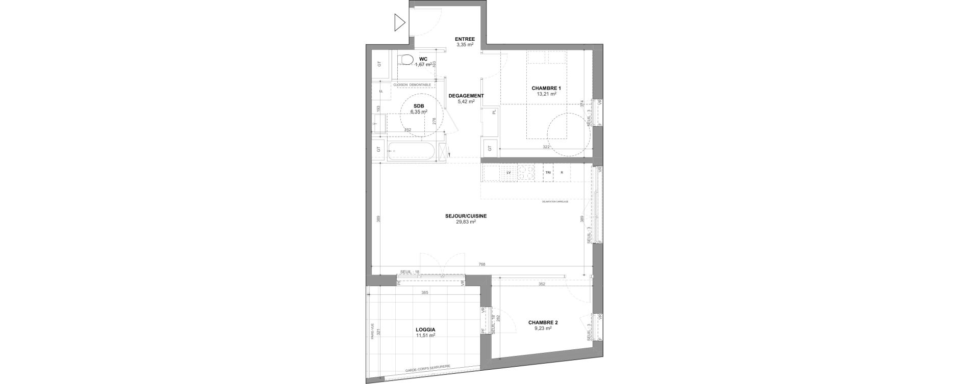 Appartement T3 de 69,06 m2 &agrave; Ch&acirc;tenay-Malabry Lavall&eacute;e