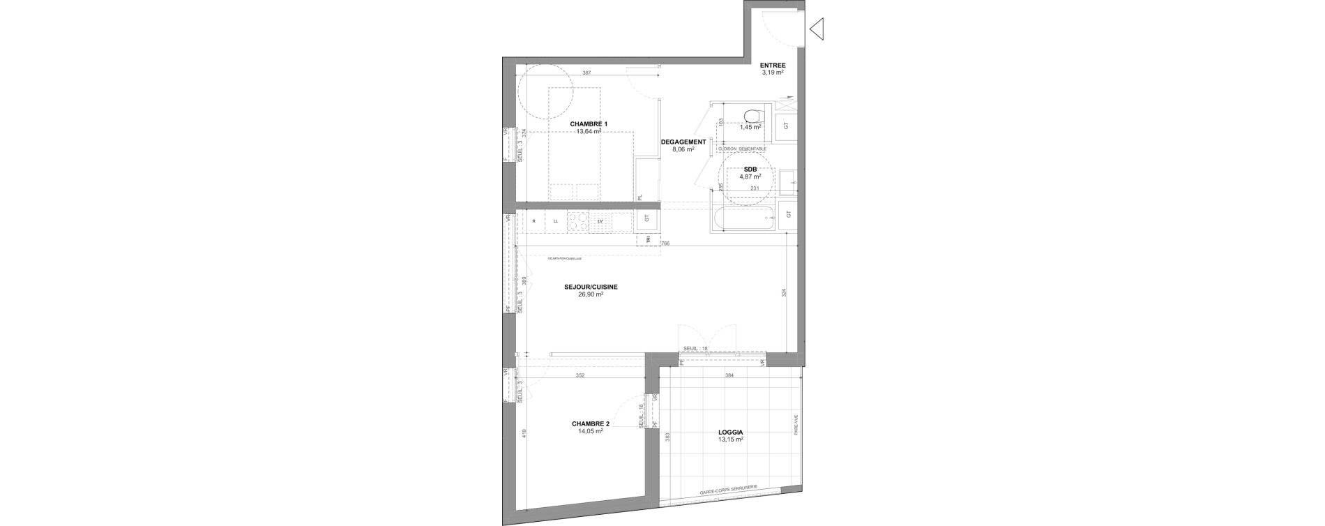 Appartement T3 de 72,16 m2 &agrave; Ch&acirc;tenay-Malabry Lavall&eacute;e