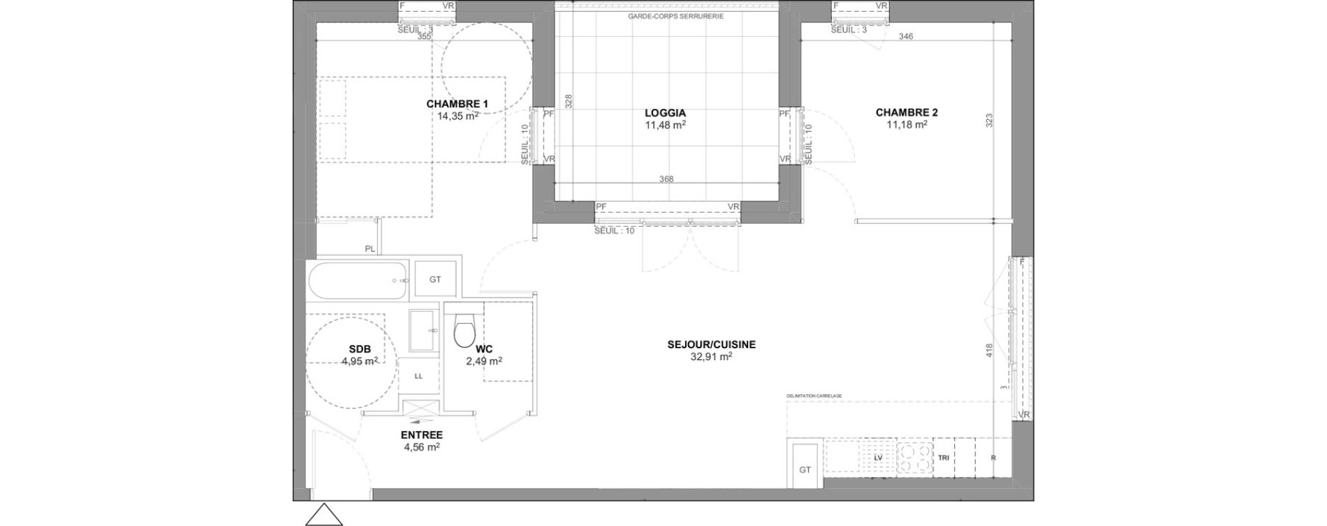 Appartement T3 de 70,44 m2 &agrave; Ch&acirc;tenay-Malabry Lavall&eacute;e