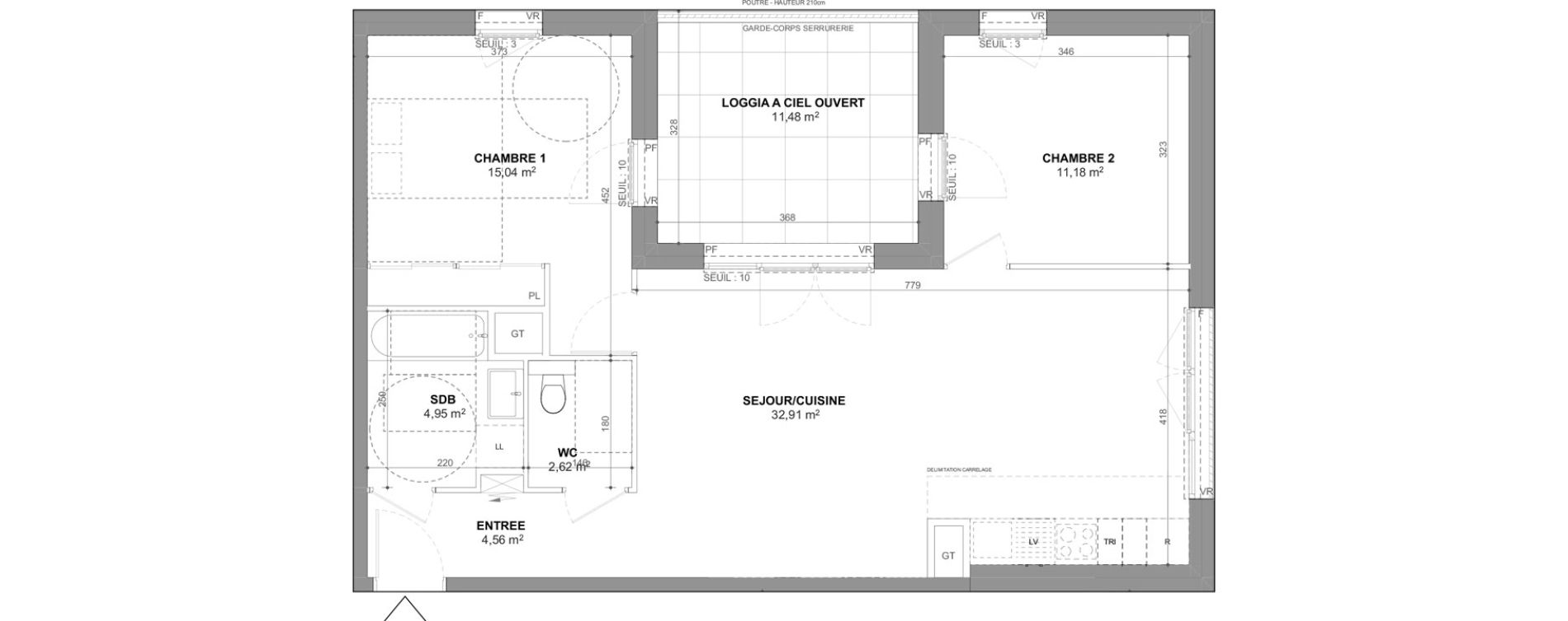 Appartement T3 de 71,26 m2 &agrave; Ch&acirc;tenay-Malabry Lavall&eacute;e